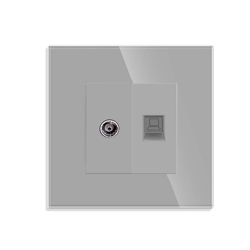 Conector Red RJ45, CAT 6 + TV, KOOB frontal gris cristal - XauenBatt Iluminación