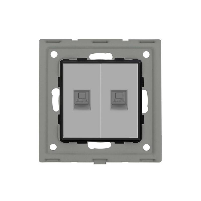 Conector Red 2x RJ45, CAT 6 gris - XauenBatt Iluminación