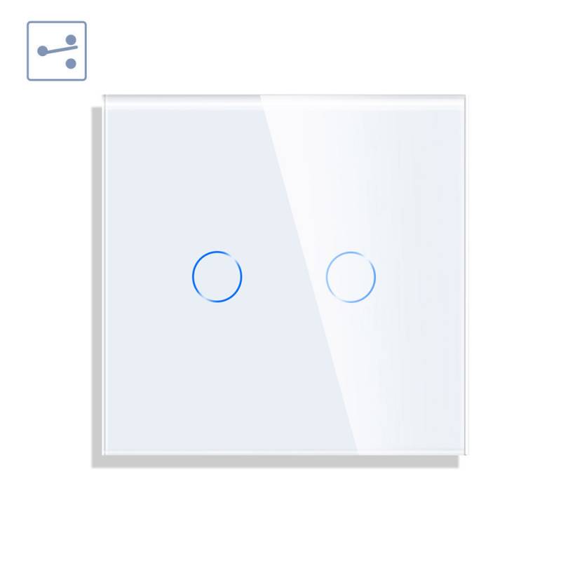 Conmutador táctil doble KOOB frontal cristal blanco - XauenBatt Iluminación