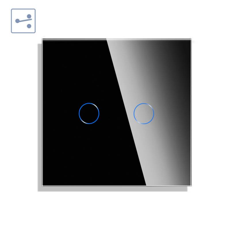 Conmutador táctil doble KOOB frontal cristal negro - XauenBatt Iluminación