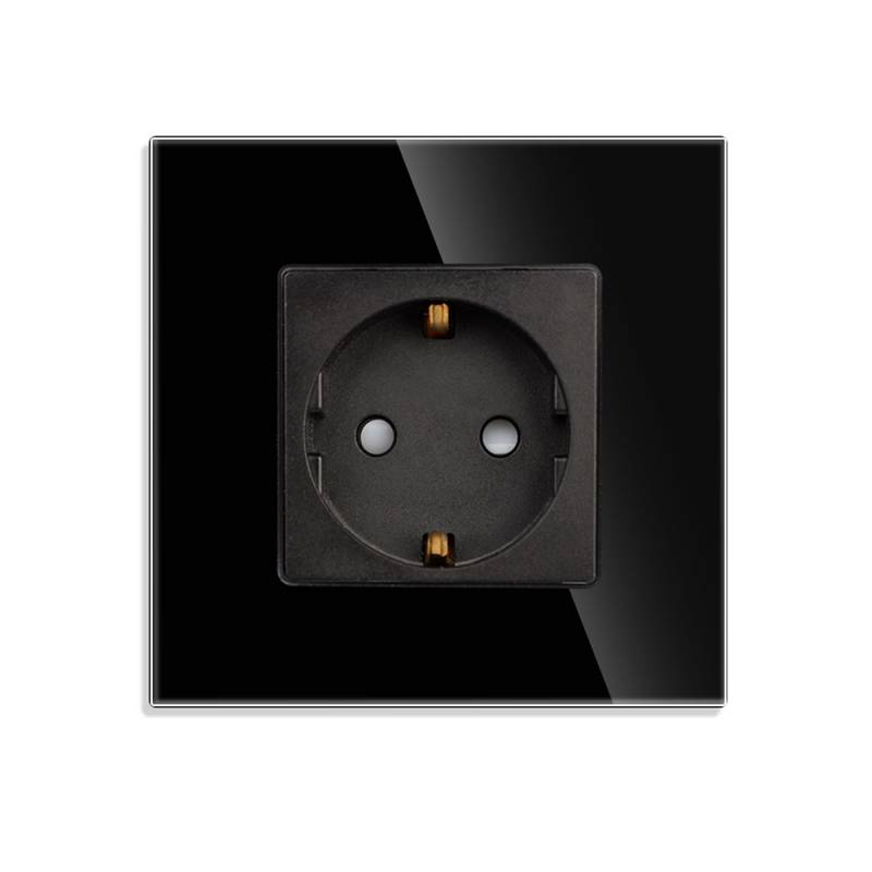 Base enchufe EU 16A KOOB frontal cristal negro - XauenBatt Iluminación