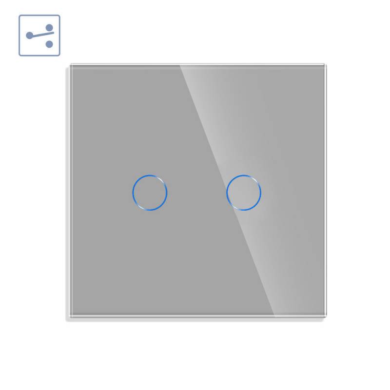Conmutador táctil doble KOOB frontal cristal gris - XauenBatt Iluminación