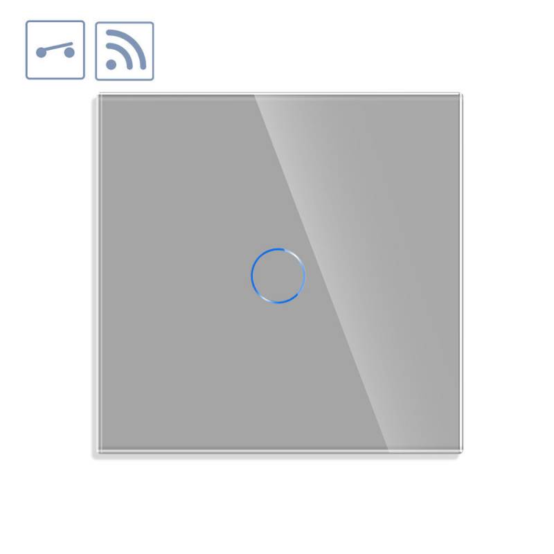 Interruptor / Conmutador táctil + WiFi KOOB frontal cristal gris - XauenBatt Iluminación