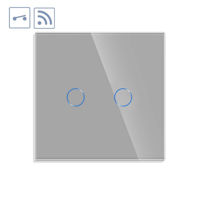 Interruptor / Conmutadpr táctil doble + WiFi KOOB frontal cristal gris - XauenBatt Iluminación