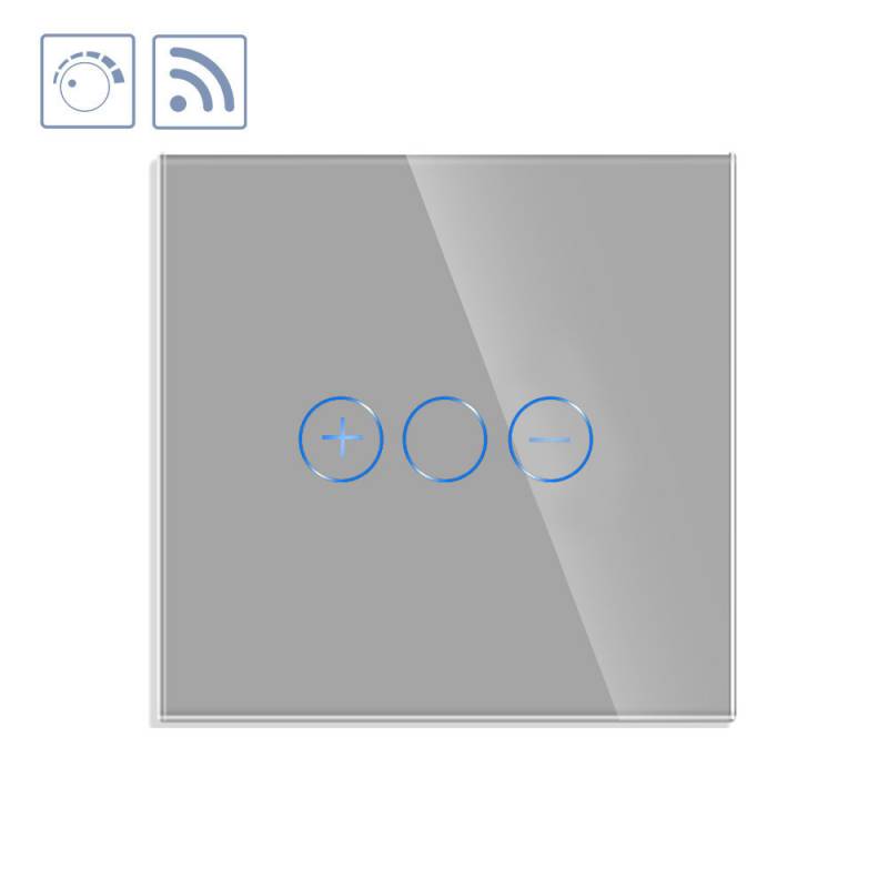 Interruptor táctil con regulador TRIAC Dimmer + WiFi KOOB frontal cristal gris - XauenBatt Iluminación