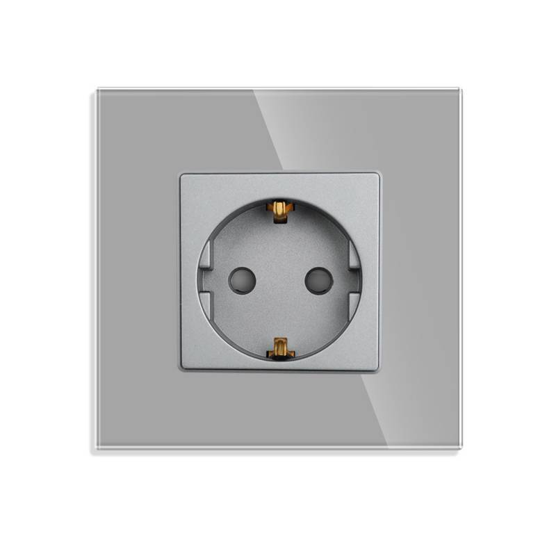 Base enchufe EU 16A KOOB frontal cristal gris - XauenBatt Iluminación