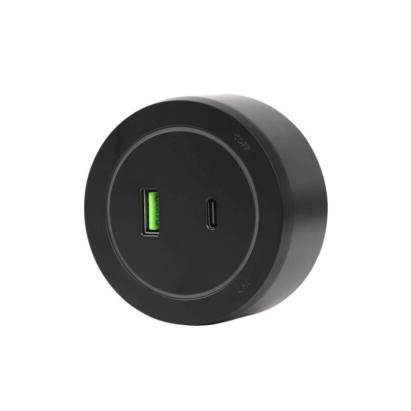 Cargador USB A+B 2,1A para carril KOOB, negro - XauenBatt Iluminación