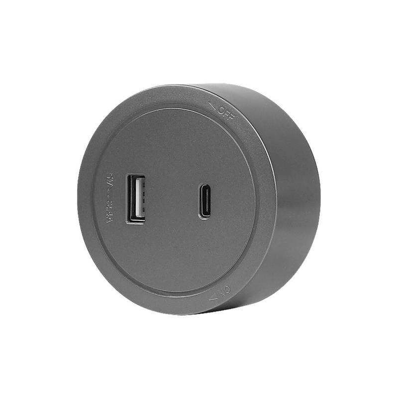 Cargador USB A+B 2,1A para carril KOOB, gris - XauenBatt Iluminación