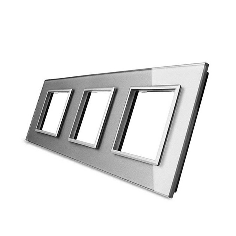 Frontal cristal gris 3x huecos LIVOLO - XauenBatt Iluminación
