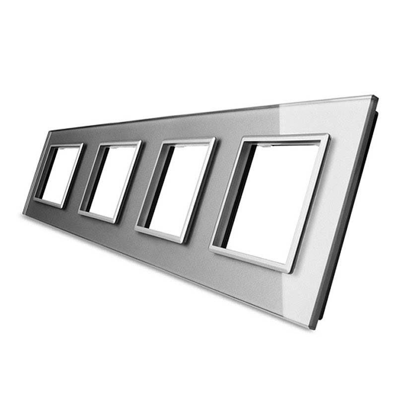 Frontal 4x cristal gris, 4x huecos LIVOLO - XauenBatt Iluminación