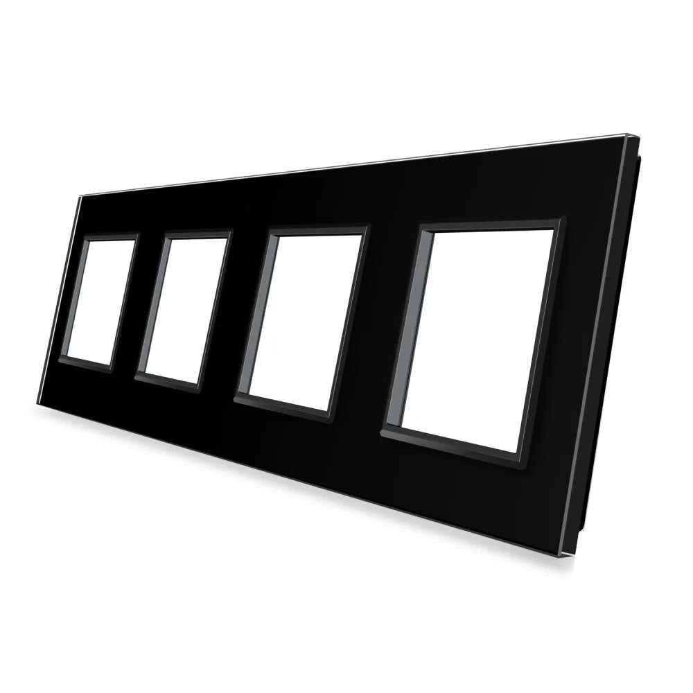 Frontal 4x cristal negro, 4x huecos LIVOLO - XauenBatt Iluminación
