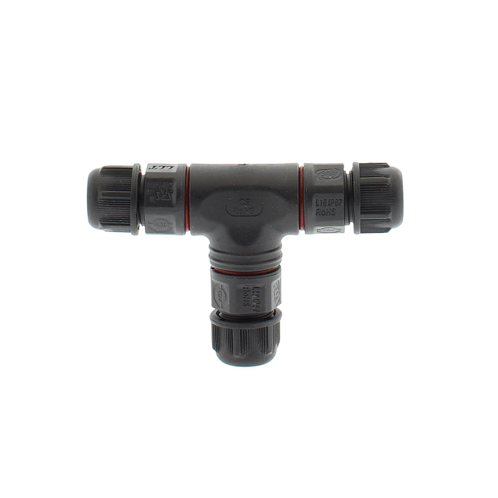 Conector T IP67, 80mm, Ø7-4mm, 3 cables 0.5-2.5mm2, 16A - XauenBatt Iluminación