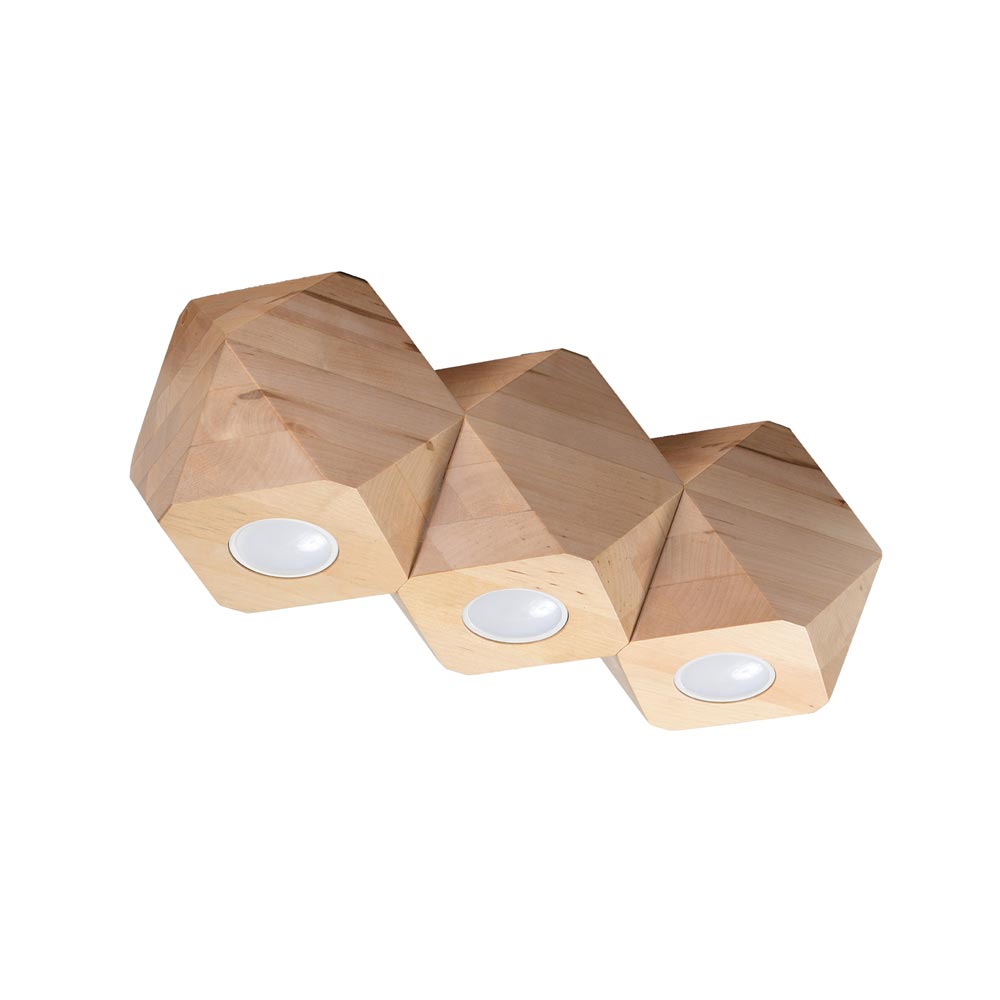 Aplique de techo de Madera Natural WOODY 3, GU10 - XauenBatt Iluminación