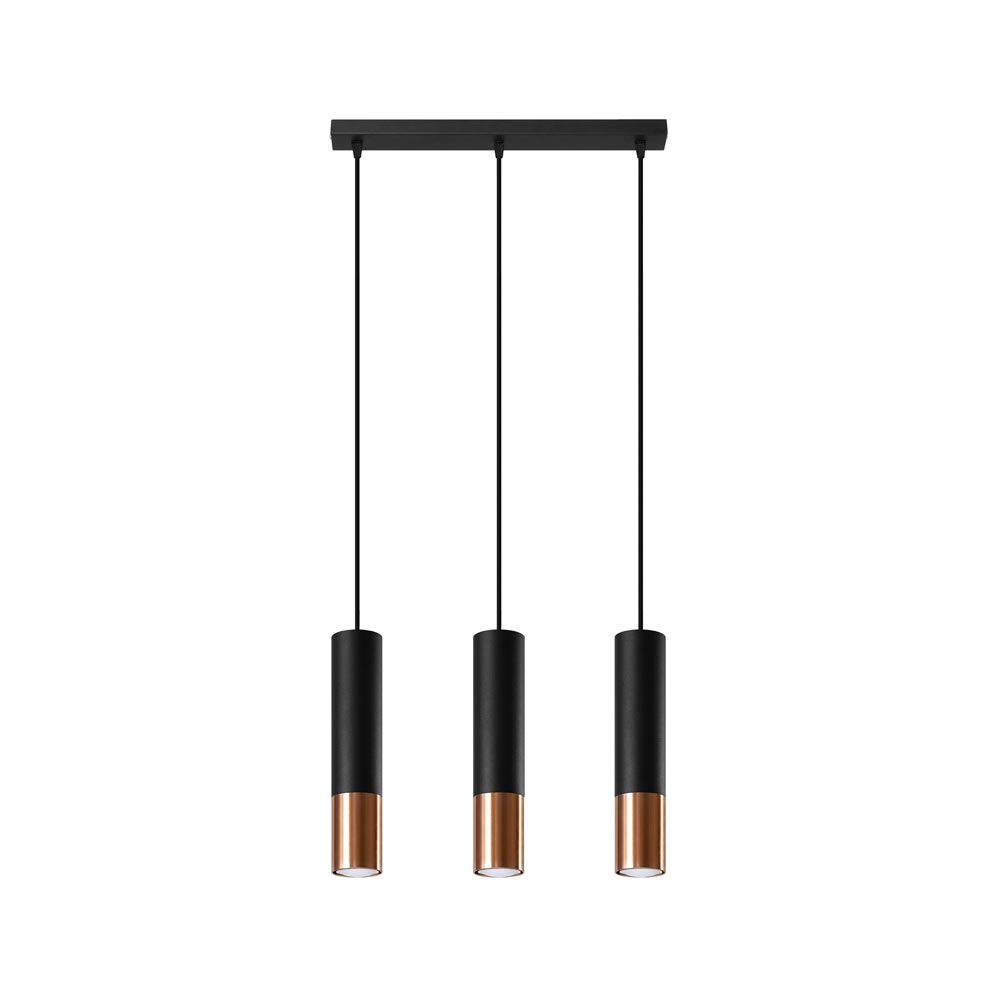 Lámpara de techo LOOPEZ 3L negro, GU10/cobre - XauenBatt Iluminación