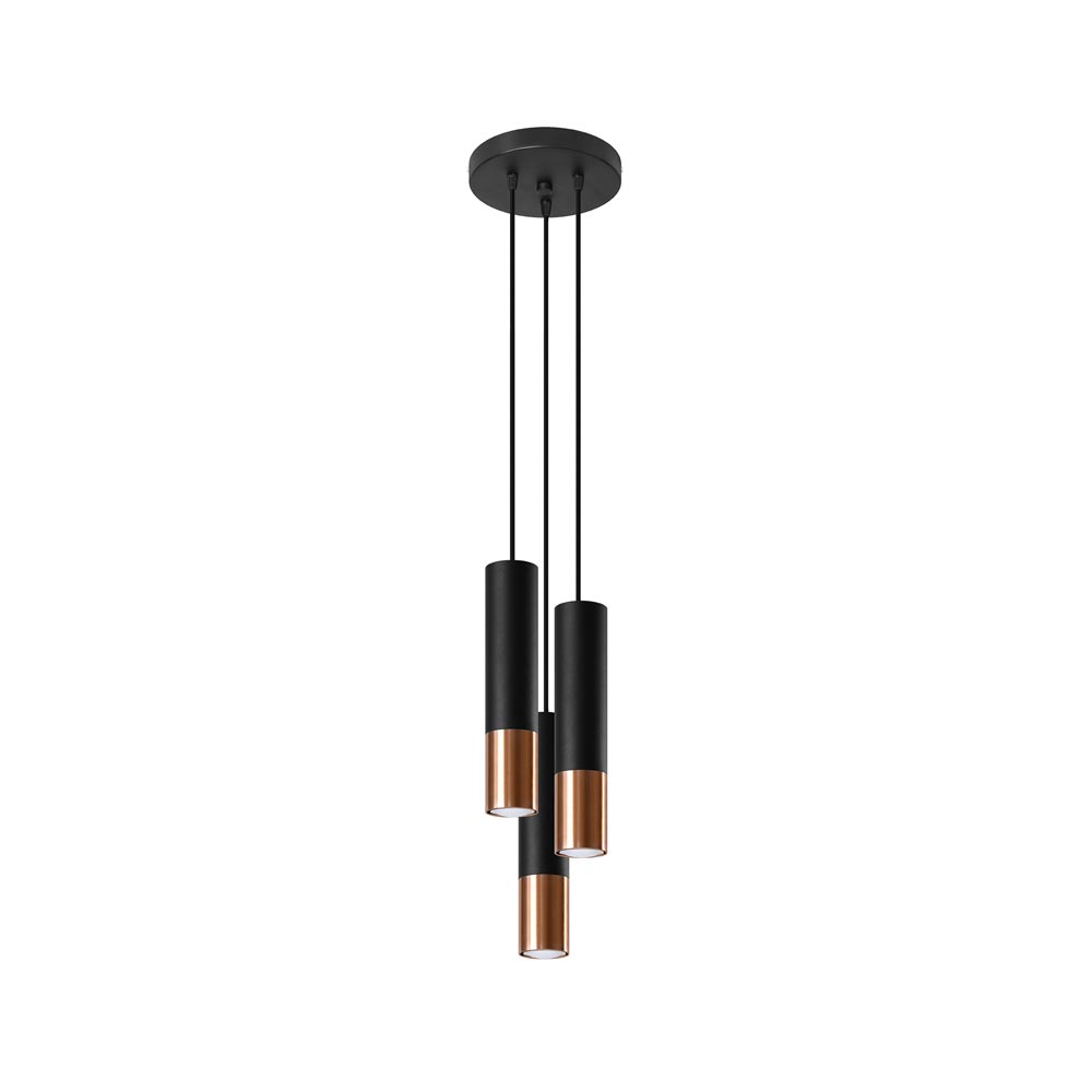 Lámpara de techo LOOPEZ 3P negro, GU10/cobre - XauenBatt Iluminación