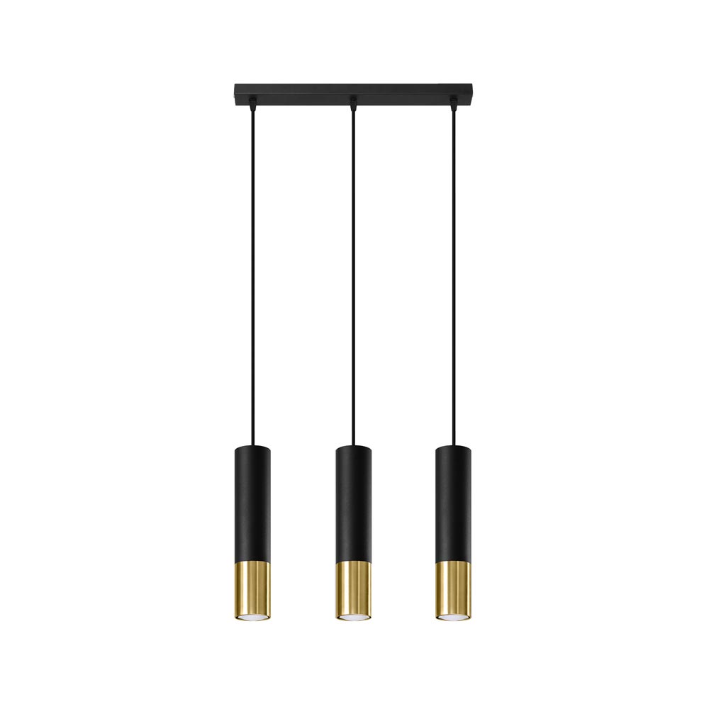 Lámpara de techo LOOPEZ 3L negro, GU10/dorado - XauenBatt Iluminación