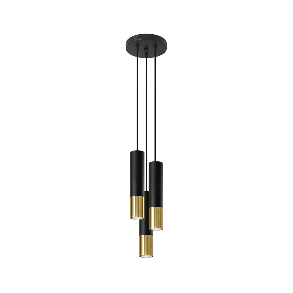 Lámpara de techo LOOPEZ 3P negro, GU10/dorado - XauenBatt Iluminación