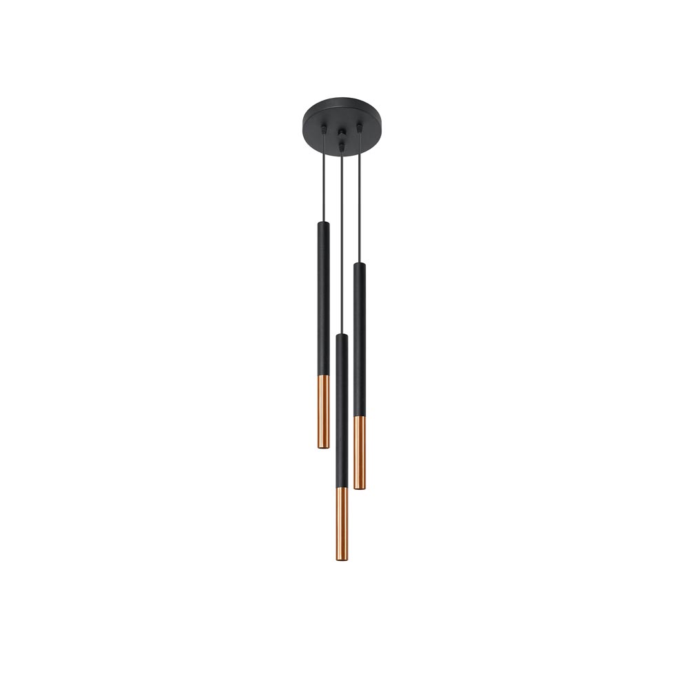 Lámpara de techo MOZAICA 3P negra/cobre - XauenBatt Iluminación
