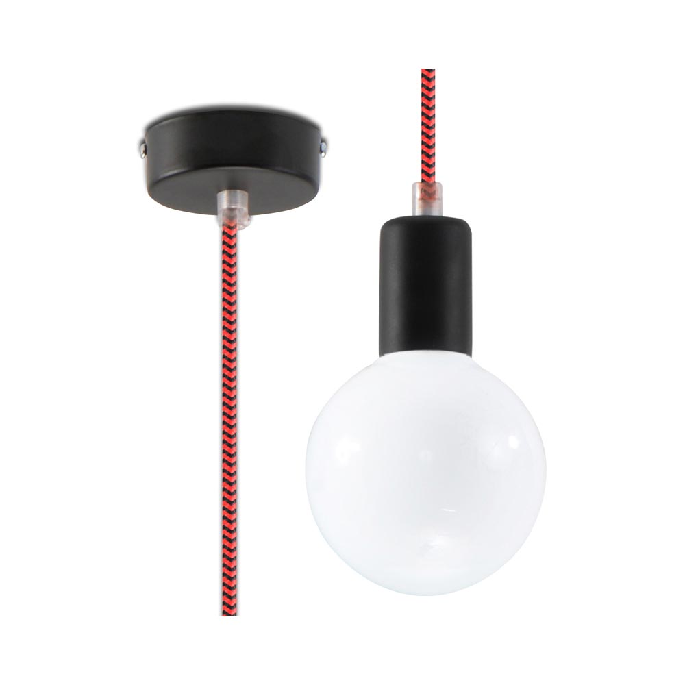 Lámpara de techo EDISON negro, E27&red - XauenBatt Iluminación