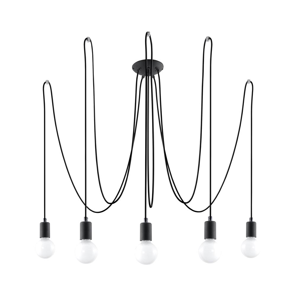 Lámpara suspendida EDISON 5 negro, E27 - XauenBatt Iluminación
