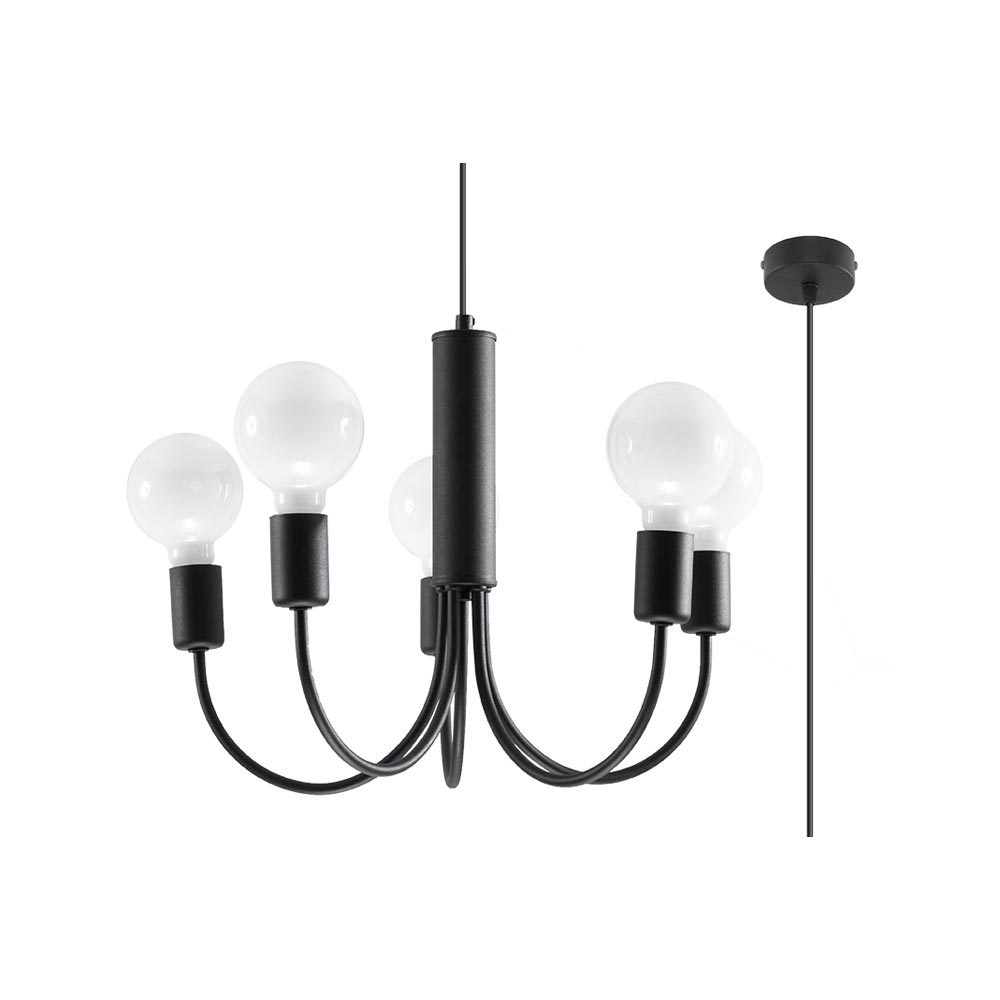 Lámpara suspendida PICCOLO 5 negro, E27 - XauenBatt Iluminación