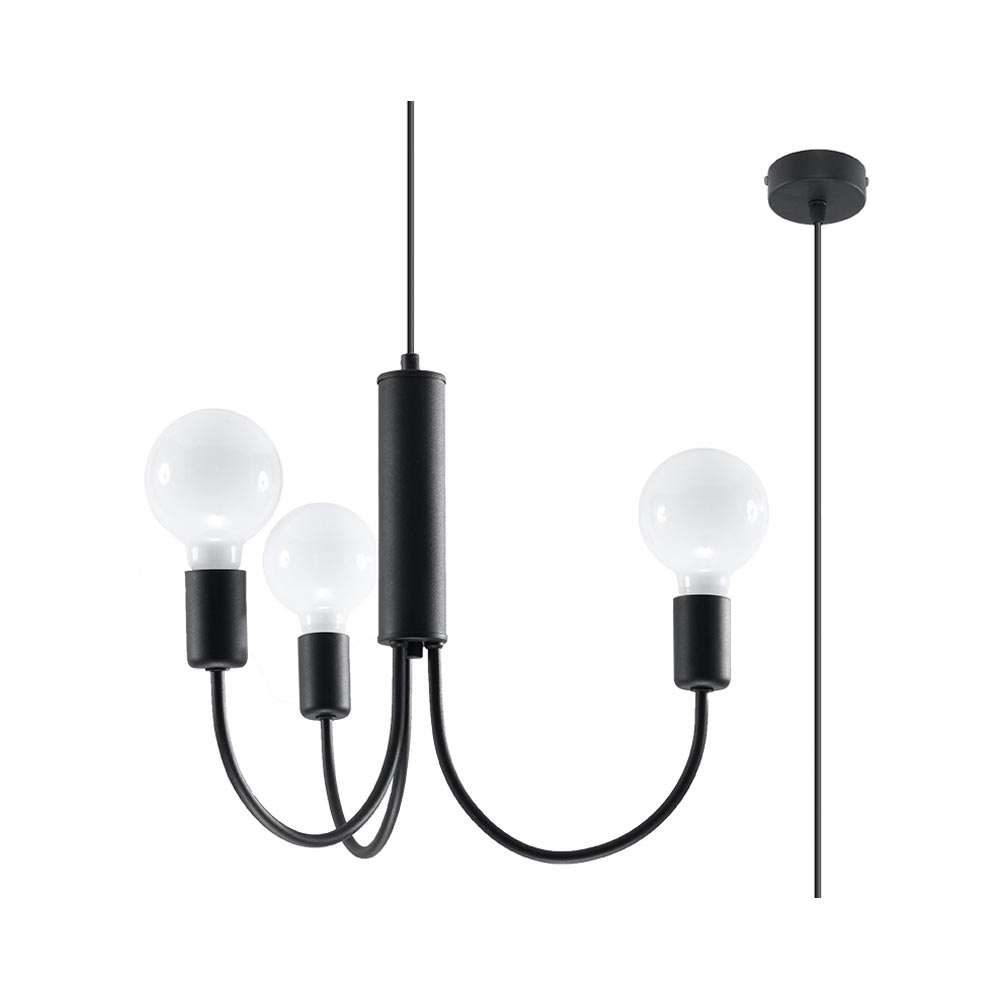 Lámpara suspendida PICCOLO 3 negro, E27 - XauenBatt Iluminación